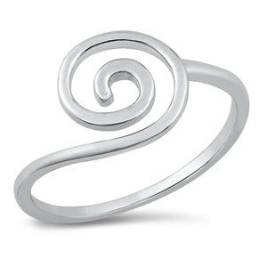 Sterling Silver Spiral Ring 11 mm 925 Fashion Band